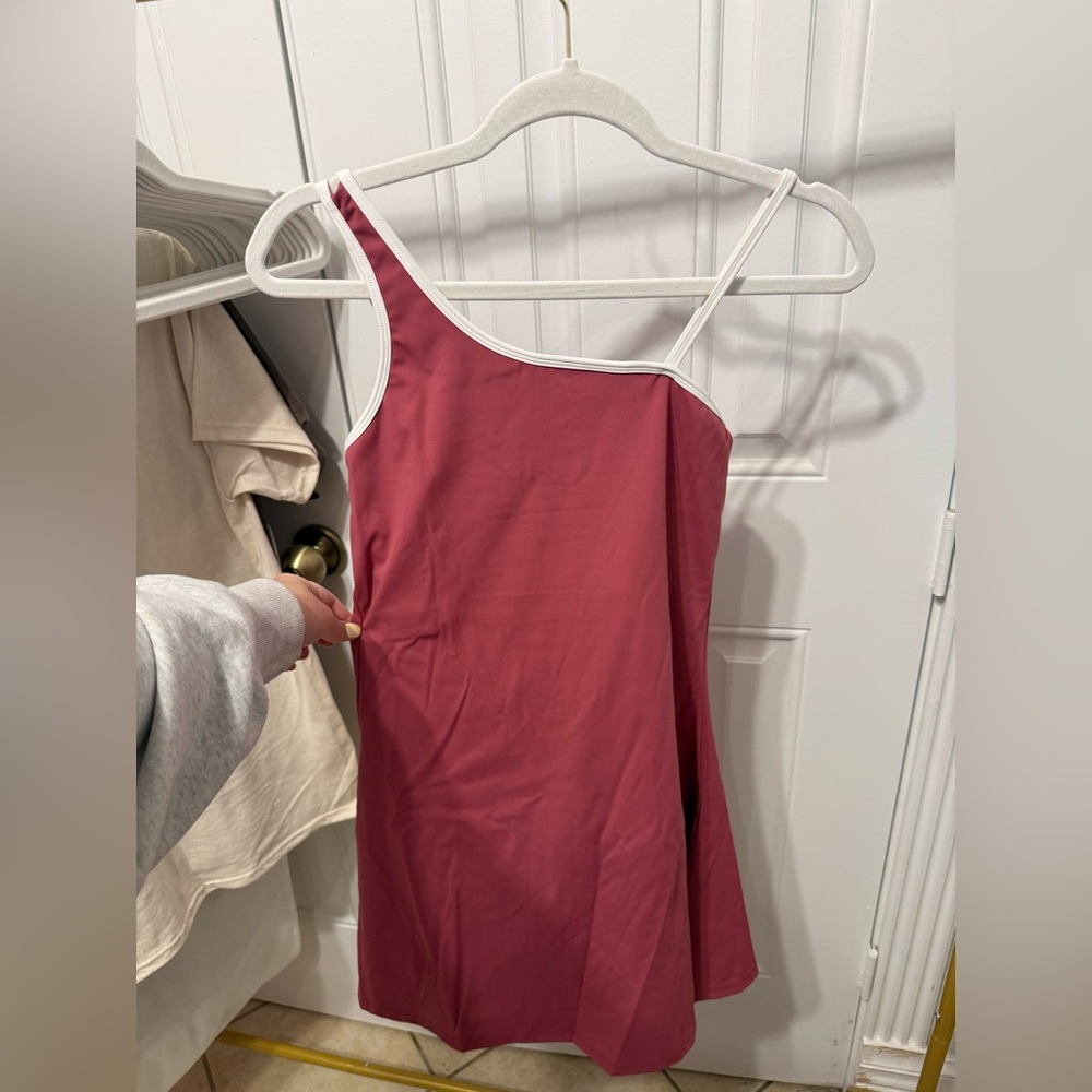 Fabletics One-Shoulder Dress in Deep Pink